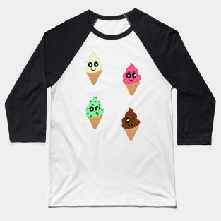 Cute Kawaii Icecream Selection Pack Baseball T-Shirt